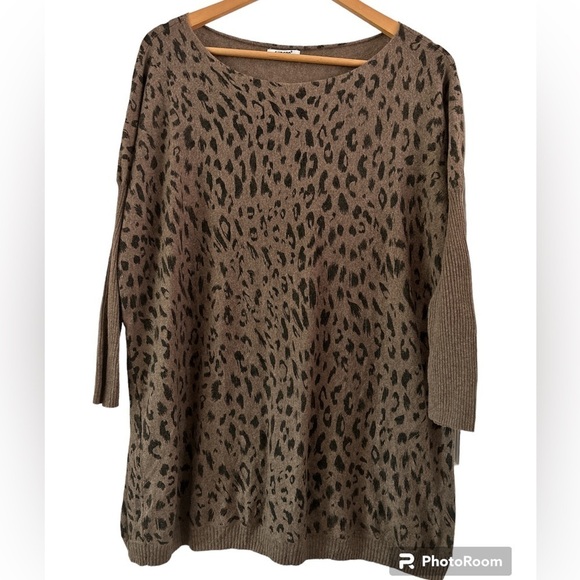 SUNCOO Paris Cashmere Wool Cotton Blend Animal Print Sweater - L/XL - Picture 1 of 8